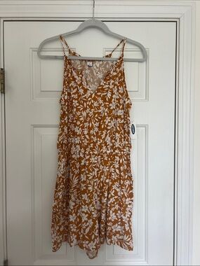 Old Navy Mustard Floral V‑Neck Spaghetti Strap Romper